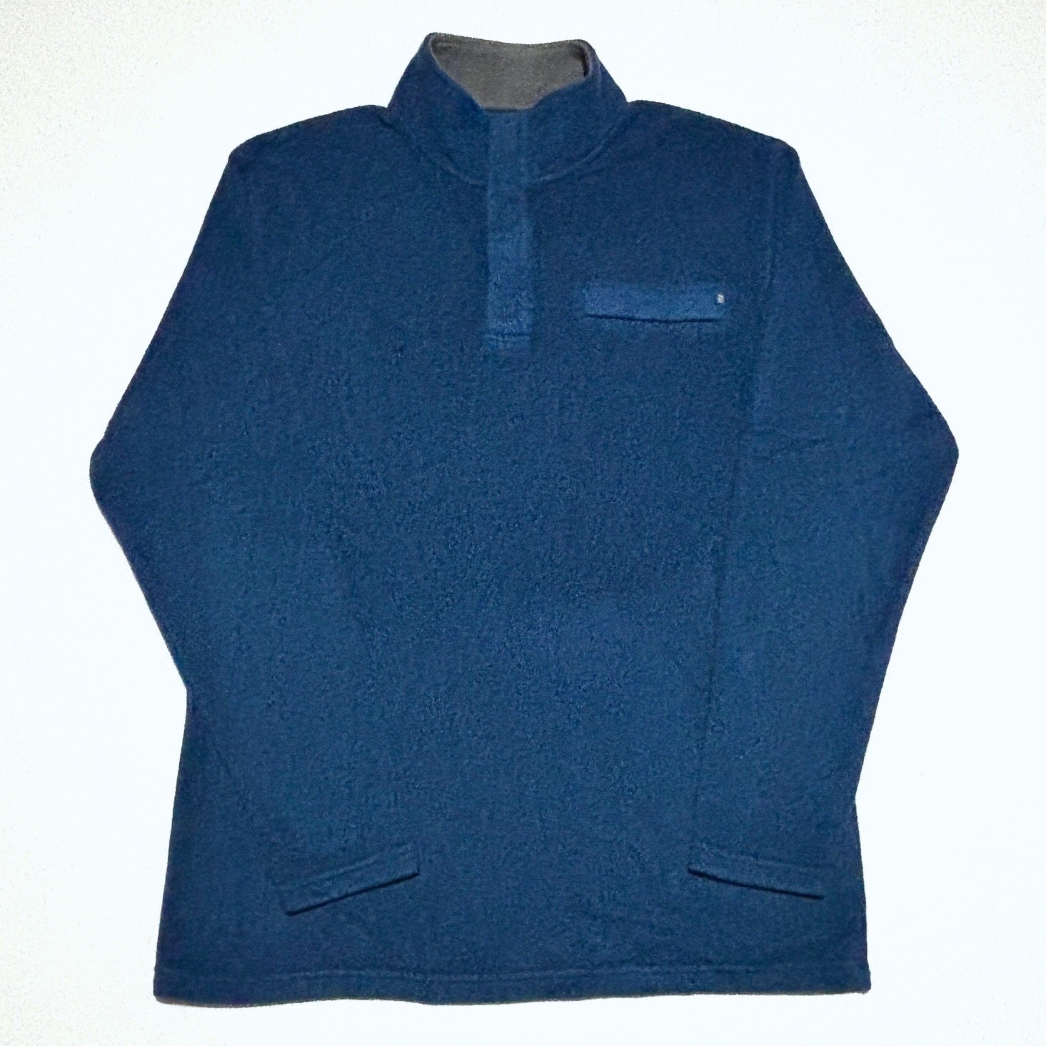 Free Fly Men's Lg Bamboo Gray Pullover Snap Fleece 1/4 Zip Mock Neck Gorpcore